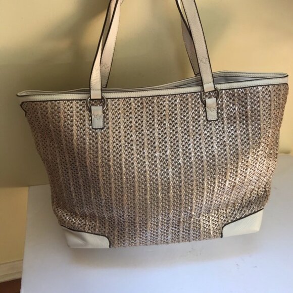 Juicy Couture NEW Y2K Leather Raffia Tote Satchel Shoulder Bag Clutch Wristlet - Picture 3 of 16